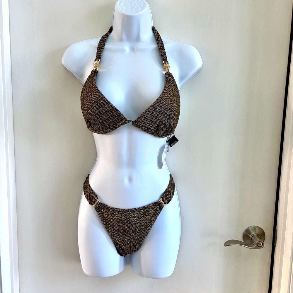 Dolcessa Steel Panther Top and Bottom Swimwear. NWT